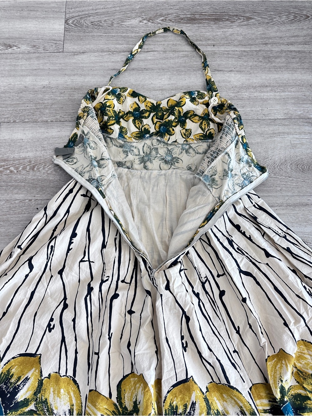 Anthropologie 100% Cotton Girls From Savory Floral Halter Mídi Dress Size - Picture 13 of 16
